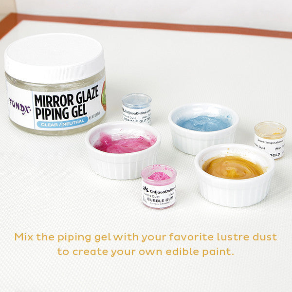 Piping Gel for cake decorating, great for piping writing, piping accents, & edible gluing.  Colors easily, smooth texture, & is very stable.  The best piping gel for cake decorators.
